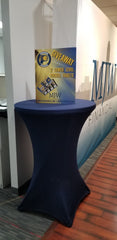 30 inch Highboy Cocktail Round Spandex Table Cover Navy Blue