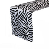 12 x 108 in Flocking Damask Table Runner Zebra