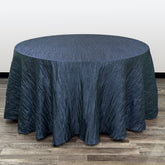 108 Inch Round Crinkle Taffeta Tablecloth Navy Blue
