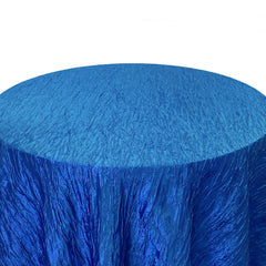120 inch Crinkle Taffeta Round Tablecloth Royal Blue