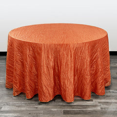 132 Inch Round Crinkle Taffeta Tablecloth Terracotta