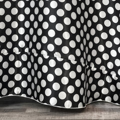 120 inch Satin Round Tablecloth Black and White Polka Dots