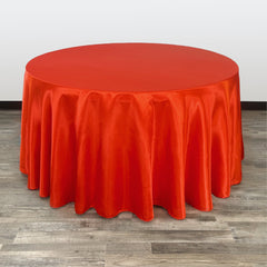 120 Inch Round Satin Tablecloth Red