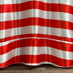 132 inch Satin Round Tablecloth Red and White Striped