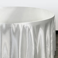 132 inch Satin Round Tablecloth White