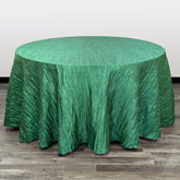132 Inch Round Crinkle Taffeta Tablecloth Hunter Green