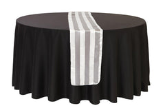 14 x 108 inch Satin Table Runner Gray and White Striped