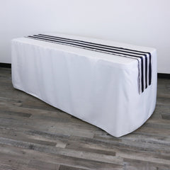 14 x 108 inch Satin Table Runner Navy Blue and White Striped