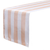 14 x 108 inch Satin Table Runner Peach and White Striped