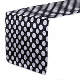 14 x 108 inch Satin Table Runner Black and White Polka Dots