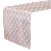 14 x 108 inch Satin Table Runner Peach and White Polka Dots