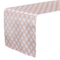 14 x 108 inch Satin Table Runner Peach and White Polka Dots