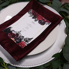 10 Pack 20 Inch L'amour Satin Napkins Burgundy