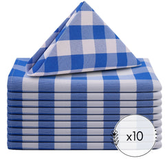 20 inch Polyester Cloth Napkins Checkered Royal Blue (Pack of 10)