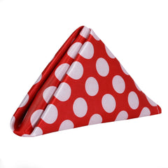 20 inch Satin Cloth Napkins Red and White Polka Dots (Pack of 10)