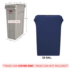 23 Gallon Spandex Slim Jim Narrow Trash Can Cover Navy Blue