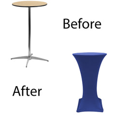 24 inch Highboy Cocktail Spandex Table Cover Royal Blue