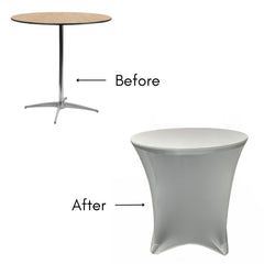 36 x 30 inch Lowboy Cocktail Spandex Table Cover Silver