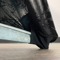 30 inch Highboy Cocktail Round Stretch Spandex Table Cover Black With Silver Marbling