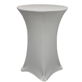 30 inch Highboy Cocktail Round Spandex Table Cover Silver