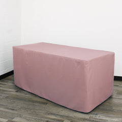 6 ft Fitted Polyester Tablecloth Rectangular Dusty Rose