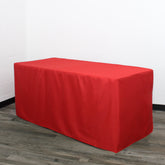 6 ft Rectangular Fitted Polyester Tablecloth Red