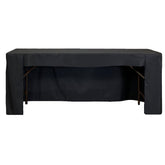 6 ft x 30 inches Fitted Polyester Rectangular Tablecloth Open Back Black