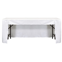 6 ft x 30 inches Fitted Polyester Rectangular Tablecloth Open Back White
