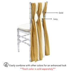 5 Pack 6 Ft Chiffon Chiavari Chair Sashes Gold