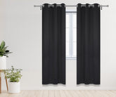 42 X 84 Inch Blackout Polyester Curtains with Grommets Black - 2 Panels