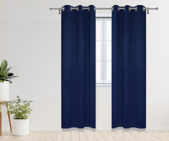 52 X 95 Inch Blackout Polyester Curtains with Grommets Navy Blue - 2 Panels