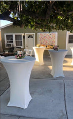 36 inch Highboy Cocktail Round Spandex Table Cover Ivory