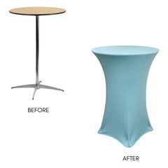 30 Inch Highboy Cocktail Round Stretch Spandex Table Cover Dusty Blue
