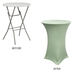 30 Inch Highboy Cocktail Round Stretch Spandex Table Cover Sage