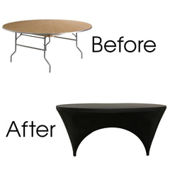 6 ft Round Open Sides Spandex Table Cover Black