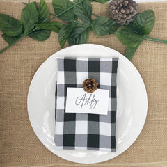 20 inch Polyester Cloth Napkins Checkered Black (Pack of 10)