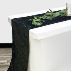 14 x 108 Inch Crushed Velvet Table Runner Black