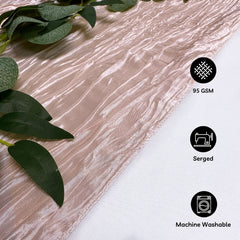 14 x 108 inch Crinkle Taffeta Table Runner Blush