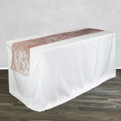 14 x 108 Inch Crushed Velvet Table Runner Blush