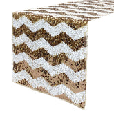 14 x 108 inch Chevron Sequin Table Runner Blush and Champagne