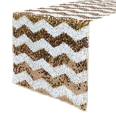 14 x 108 inch Chevron Sequin Table Runner Blush and Champagne
