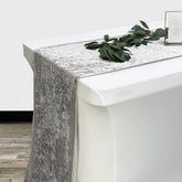 14 x 108 Inch Crushed Velvet Table Runner Dark Silver