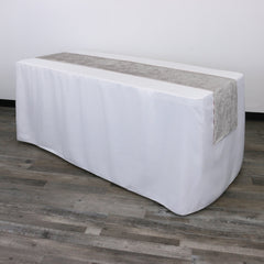 14 x 108 Inch Crushed Velvet Table Runner Dark Silver