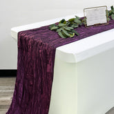 14 x 108 inch Crinkle Taffeta Table Runner Eggplant