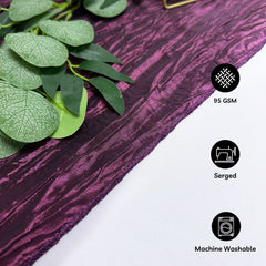 14 x 108 inch Crinkle Taffeta Table Runner Eggplant