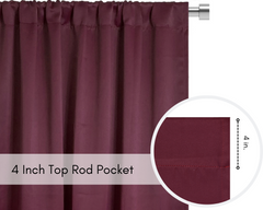 42 X 84 Inch Blackout Polyester Curtains with Rod Pocket Burgundy - 2 Panels