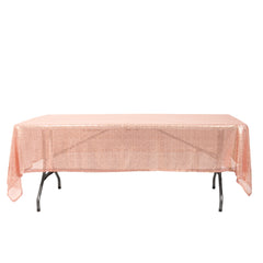 60 x 102 inch Rectangular Glitz Sequin On Mesh Tablecloth Blush