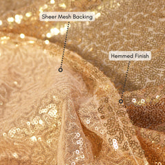 60 x 102 inch Rectangular Glitz Sequin On Mesh Tablecloth Gold