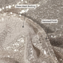 60 x 102 inch Rectangular Glitz Sequin On Mesh Tablecloth Silver