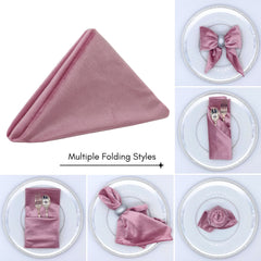 10 Pack 20 Inch Velvet Cloth Napkins Dusty Rose